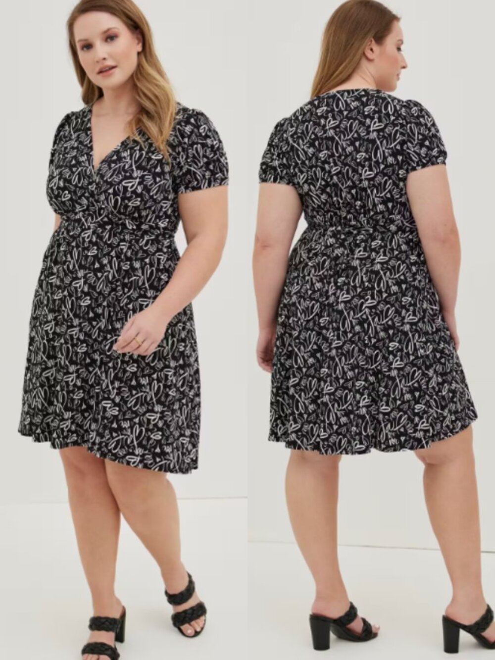 Torrid 2 Hearts Black Mini Studio Knit Surplice Dress 2X 18 20
